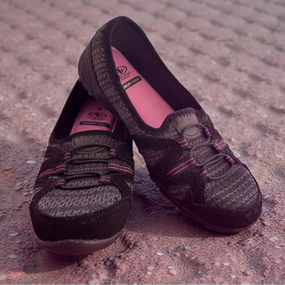 Athletic Works Black and Pink Loafers